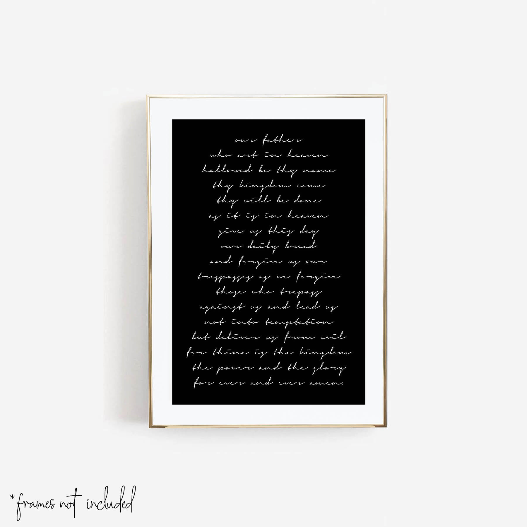 Our Father Who Art In Heaven Black Script Print, Unframed – Typologie ...