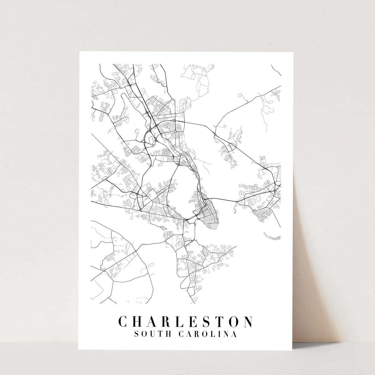 Charleston South Carolina Street Map Minimal Print, Unframed ...