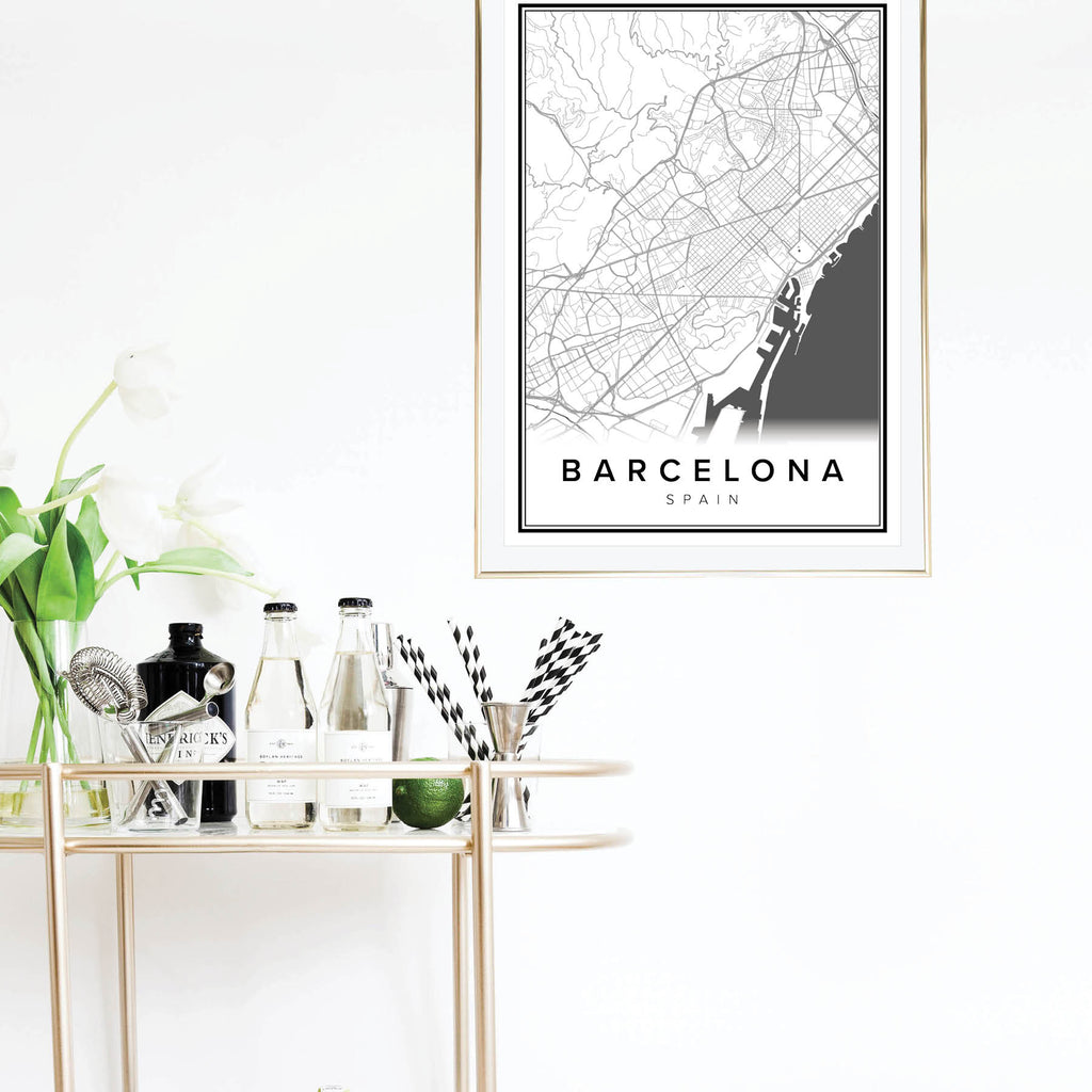 Barcelona Spain Street Map Print - Typologie Paper Co